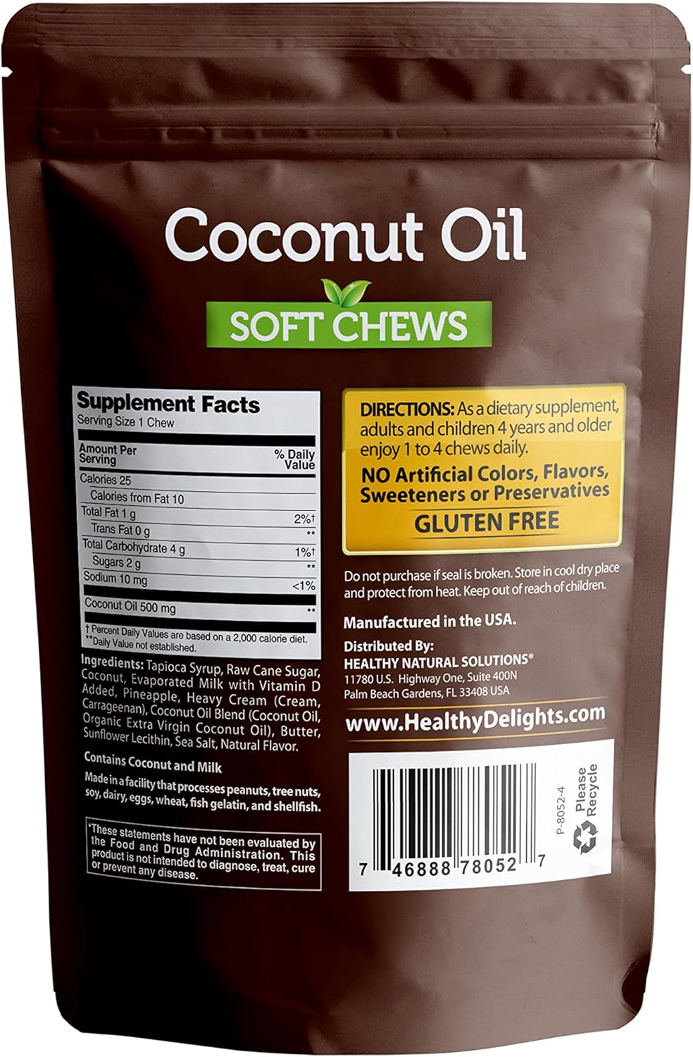 Coconut Oil Soft Chews for Healthy Metabolism & Appetite Control - Delicious Coconut Caramel Flavor - 30 Count