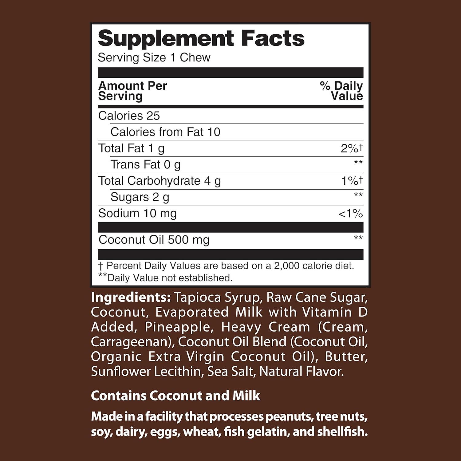 Coconut Oil Soft Chews for Healthy Metabolism & Appetite Control - Delicious Coconut Caramel Flavor - 30 Count