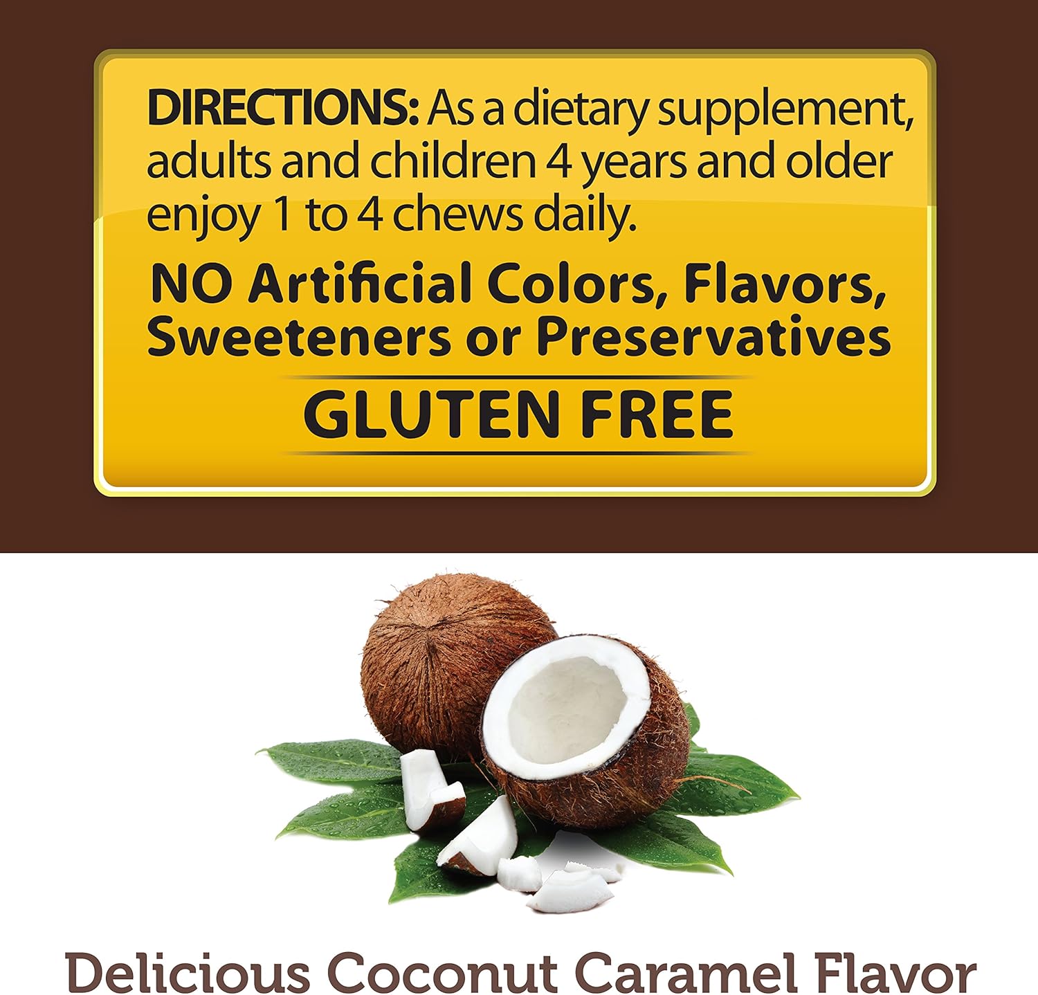 Coconut Oil Soft Chews for Healthy Metabolism & Appetite Control - Delicious Coconut Caramel Flavor - 30 Count