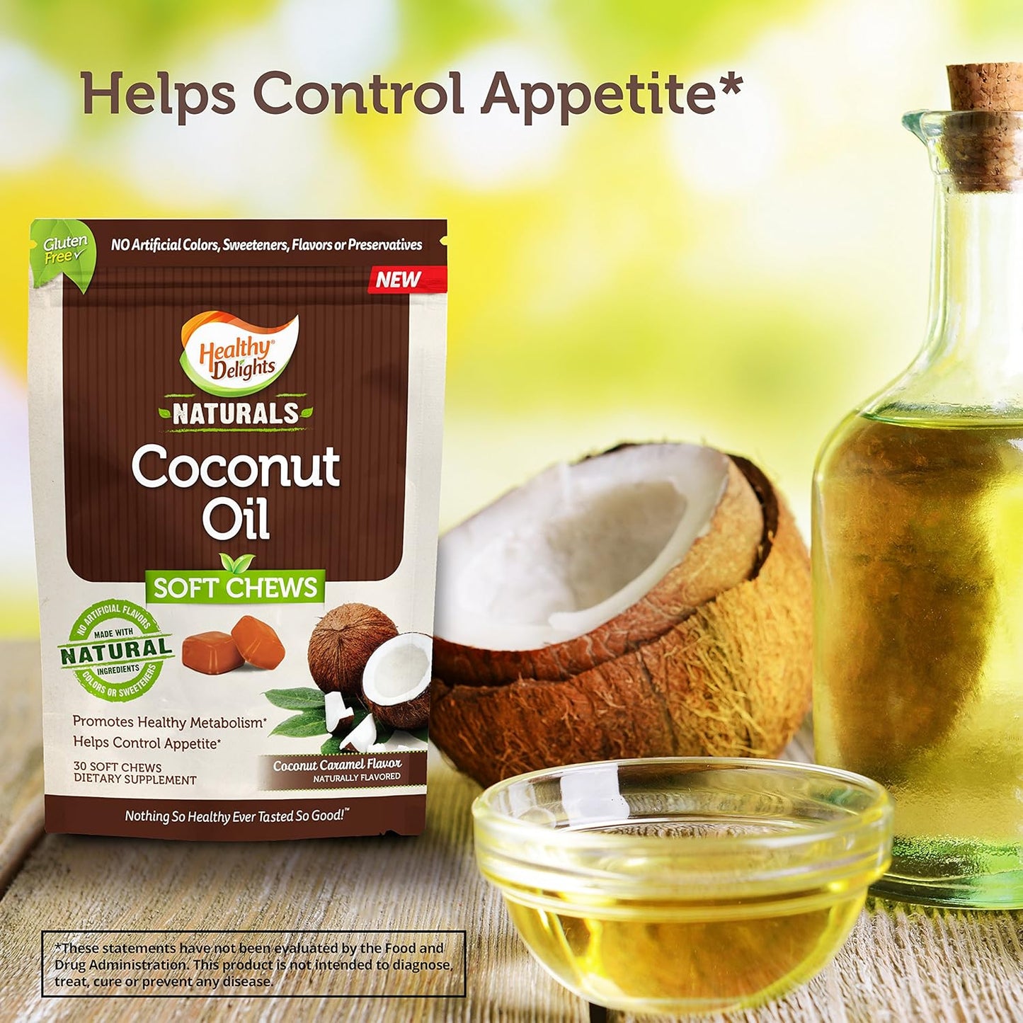 Coconut Oil Soft Chews for Healthy Metabolism & Appetite Control - Delicious Coconut Caramel Flavor - 30 Count