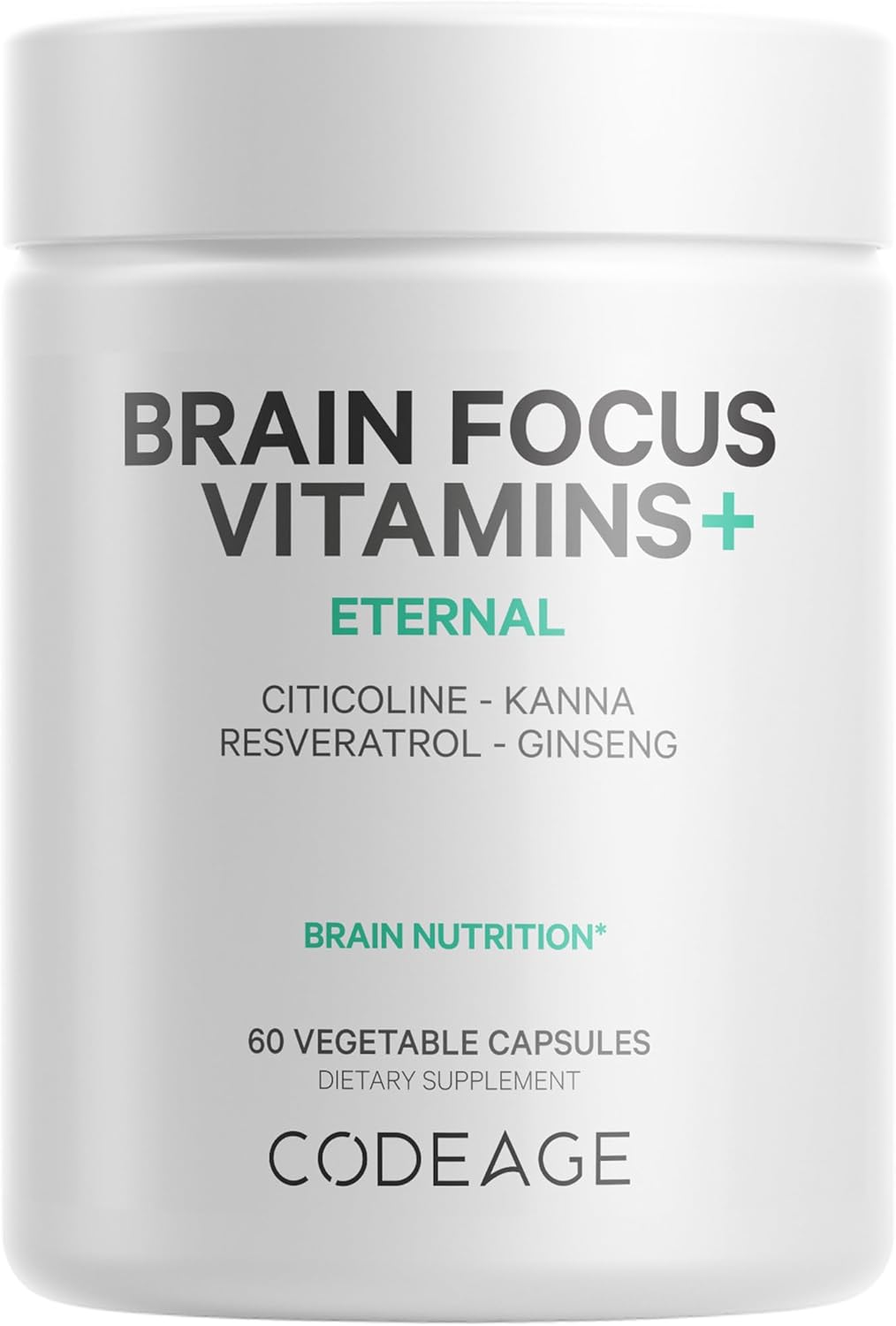 Codeage Brain Focus Nootropic Supplement with Citicoline Cognizin, Panax Ginseng, Resveratrol, Gotu Kola, B12 - Liposomal Delivery - 60 Capsules