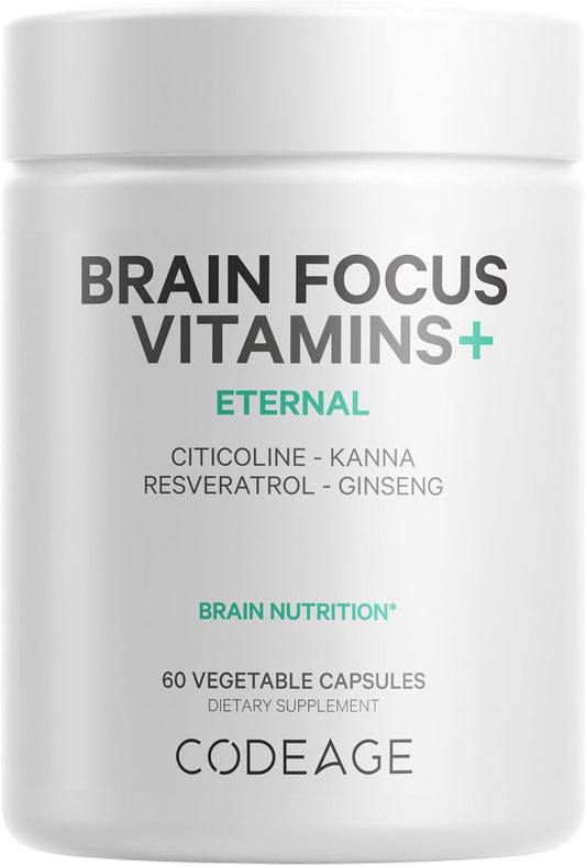 Codeage Brain Focus Nootropic Supplement with Citicoline Cognizin, Panax Ginseng, Resveratrol, Gotu Kola, B12 - Liposomal Delivery - 60 Capsules