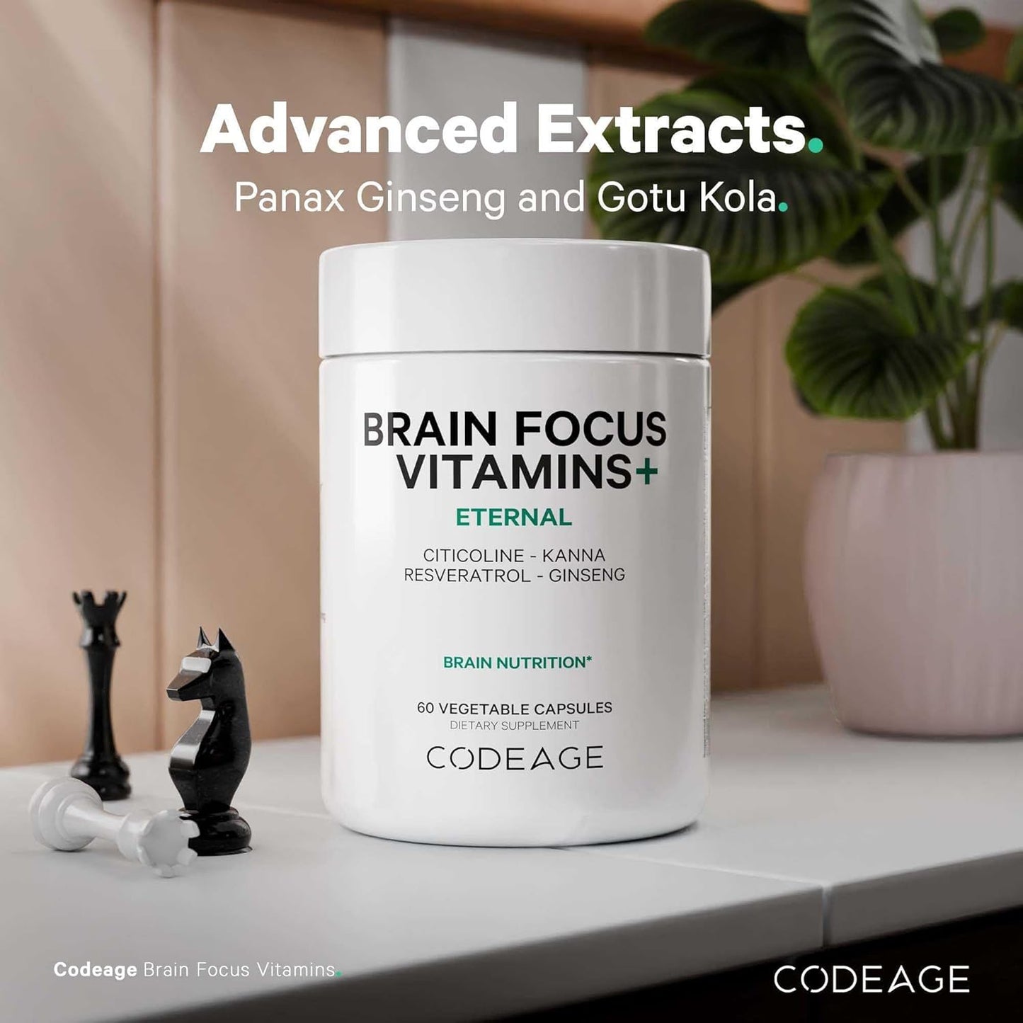 Codeage Brain Focus Nootropic Supplement with Citicoline Cognizin, Panax Ginseng, Resveratrol, Gotu Kola, B12 - Liposomal Delivery - 60 Capsules