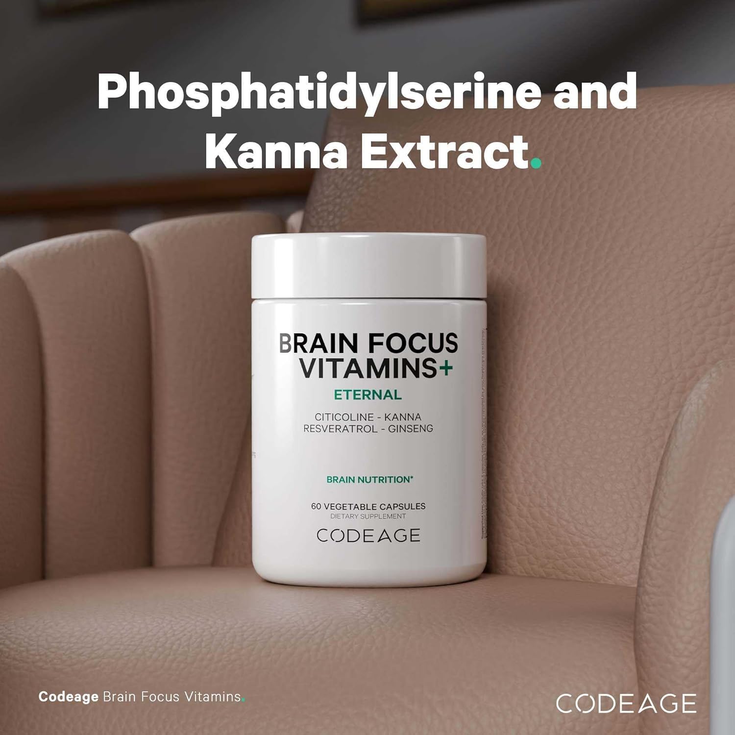 Codeage Brain Focus Nootropic Supplement with Citicoline Cognizin, Panax Ginseng, Resveratrol, Gotu Kola, B12 - Liposomal Delivery - 60 Capsules