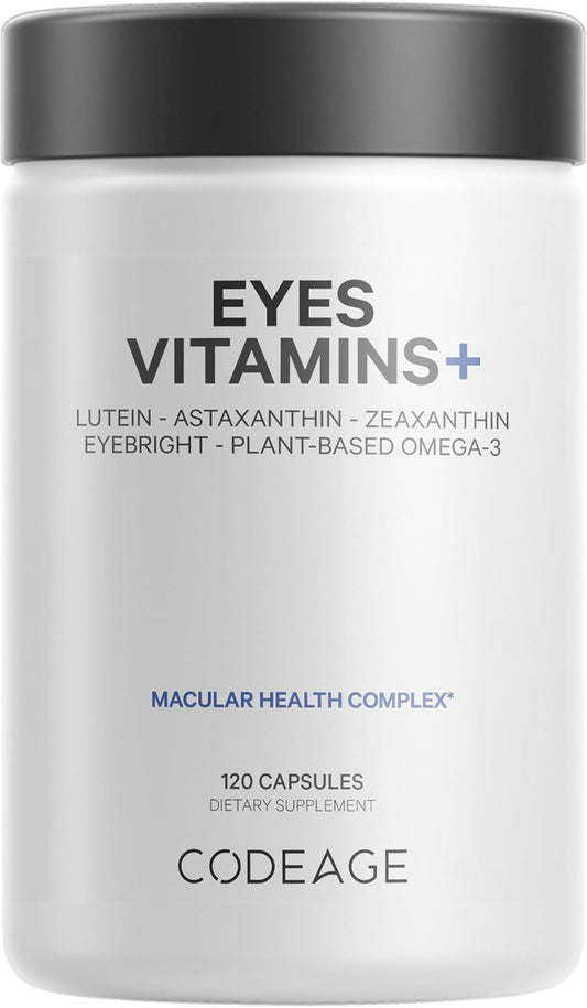 Codeage Eyes Vitamins: AREDS 2 Formula Supplement with Vitamins A, C, E, Zinc, Lutein, Astaxanthin, Zeaxanthin, and More - 2-Month Supply - 120 Capsules