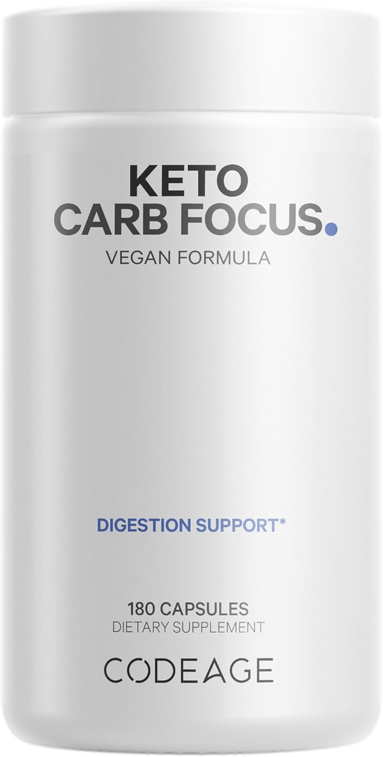 Codeage Keto Carb Supplement with White Kidney Bean, Green Tea & Cinnamon Bark - Triple Action Keto Cheat Pills for Ketogenic & Low Carb Diets - 3 Months Supply, Non-GMO & Gluten-Free - 180 Capsules