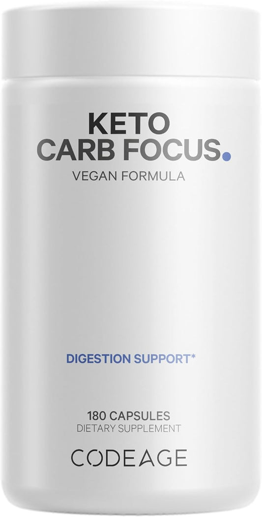 Codeage Keto Carb Supplement with White Kidney Bean, Green Tea & Cinnamon Bark - Triple Action Keto Cheat Pills for Ketogenic & Low Carb Diets - 3 Months Supply, Non-GMO & Gluten-Free - 180 Capsules