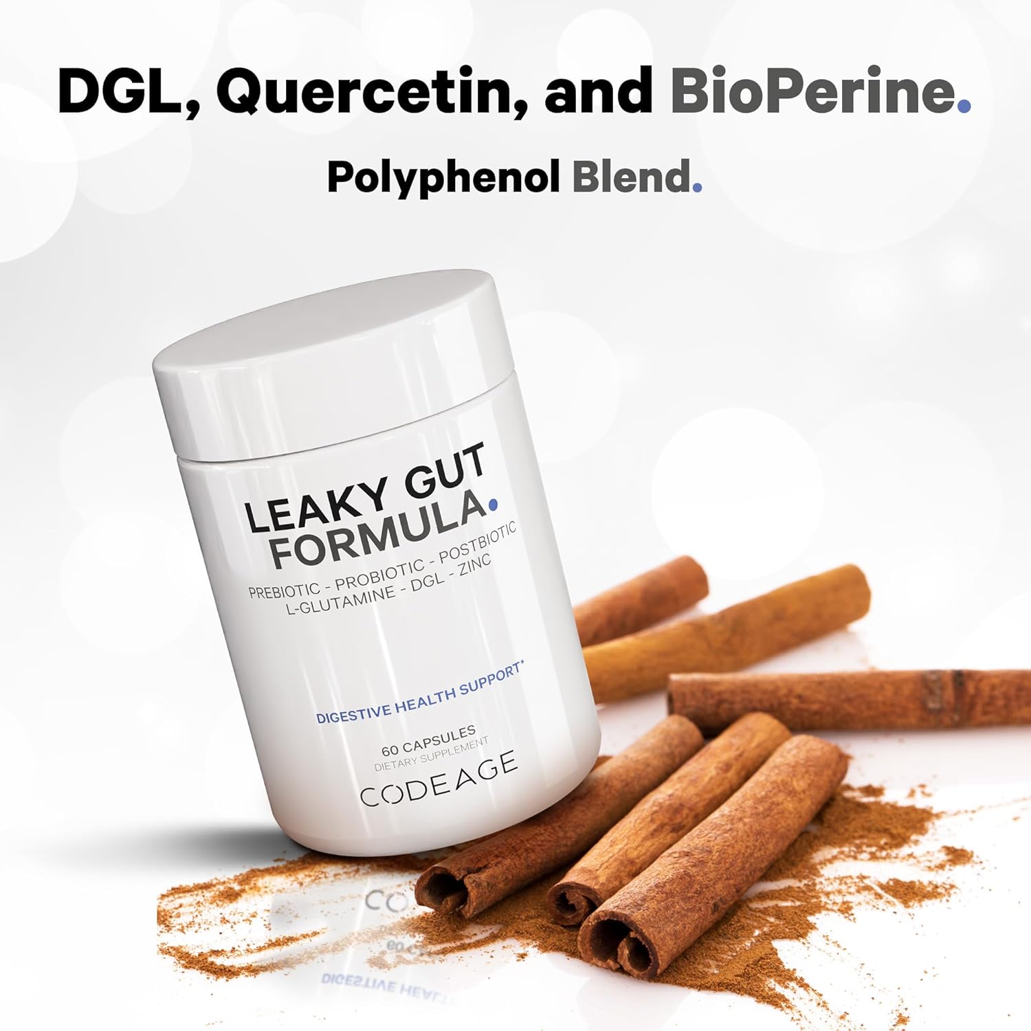 Codeage Leaky Gut Support Supplement with L-Glutamine, Probiotics, and Herbal Extracts - 60 Capsules