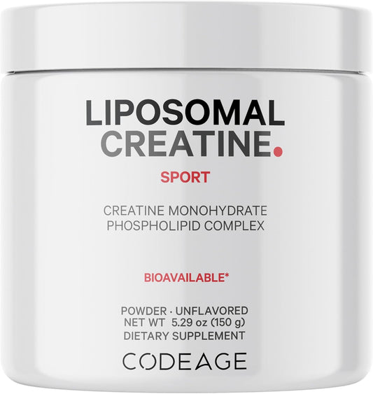 Codeage Liposomal Creatine Powder Supplement - 5000mg Pure Creatine Monohydrate for Pre & Post Workouts - Unflavored Micronized Creatine Powder - Creatinine for Sports - 30 Servings