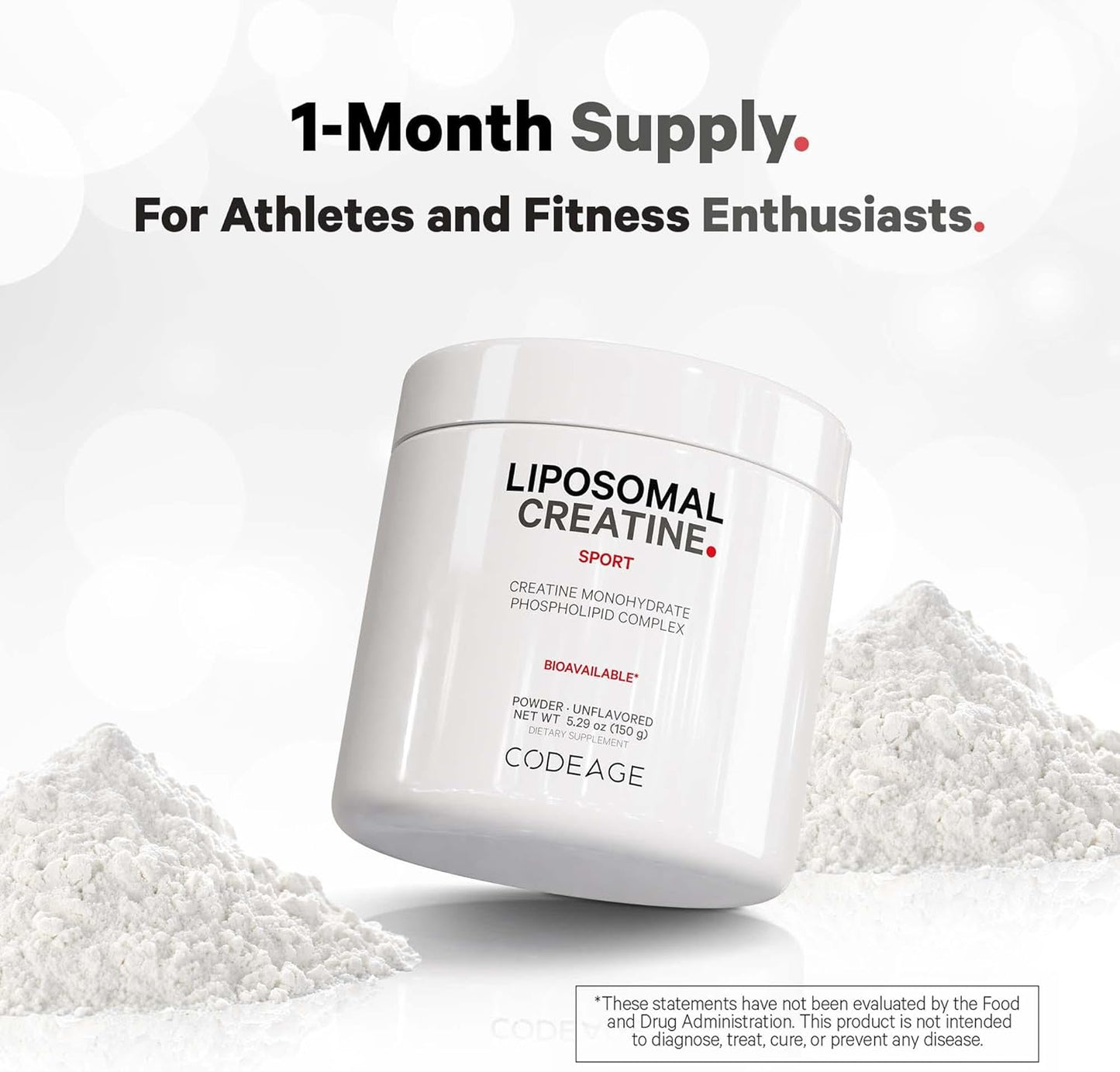 Codeage Liposomal Creatine Powder Supplement - 5000mg Pure Creatine Monohydrate for Pre & Post Workouts - Unflavored Micronized Creatine Powder - Creatinine for Sports - 30 Servings