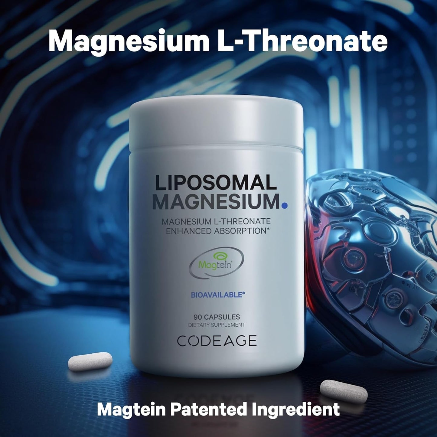 Codeage Liposomal Magnesium L-Threonate Supplement - 90 Capsules for Brain Health & Memory Support