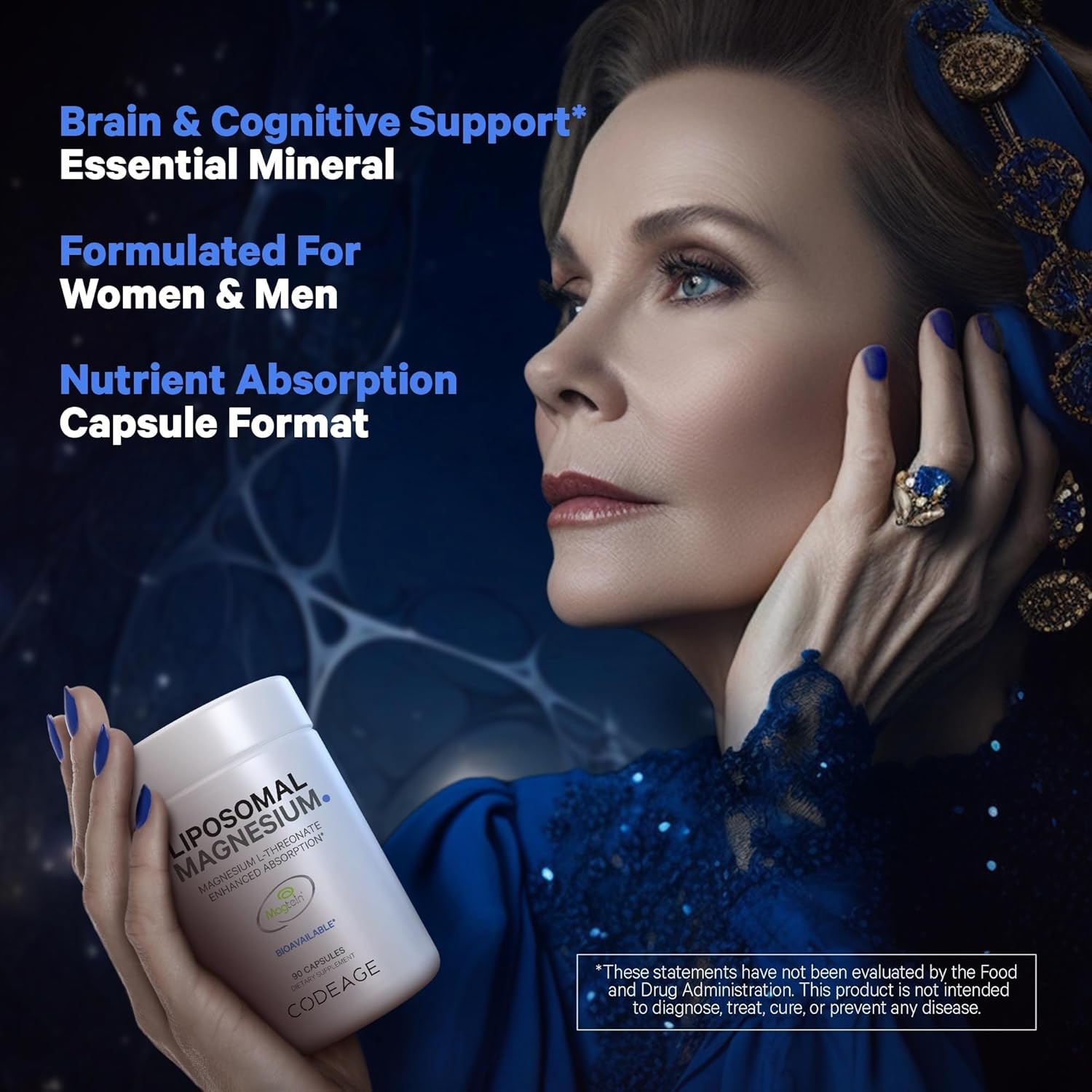 Codeage Liposomal Magnesium L-Threonate Supplement - 90 Capsules for Brain Health & Memory Support