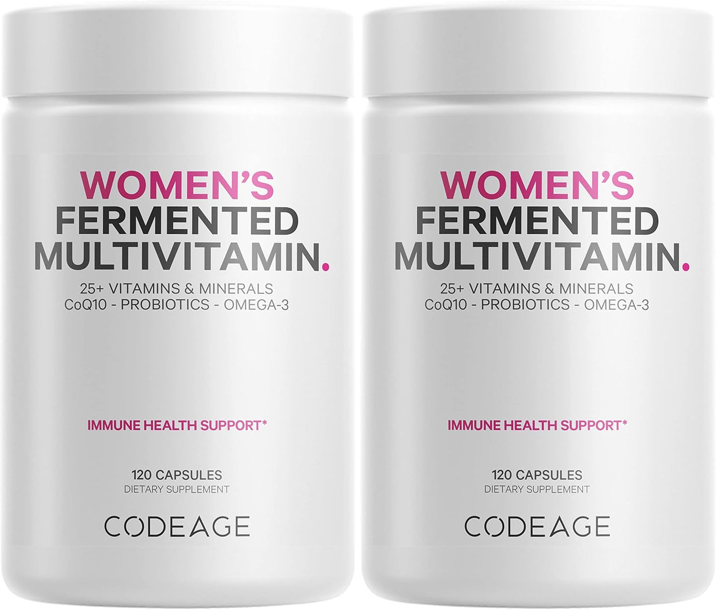 Codeage Women's Multivitamin with 25+ Vitamins, Minerals, and Probiotics - Organic Whole Foods, Omega 3, Zinc - Vegan - 2 Pack