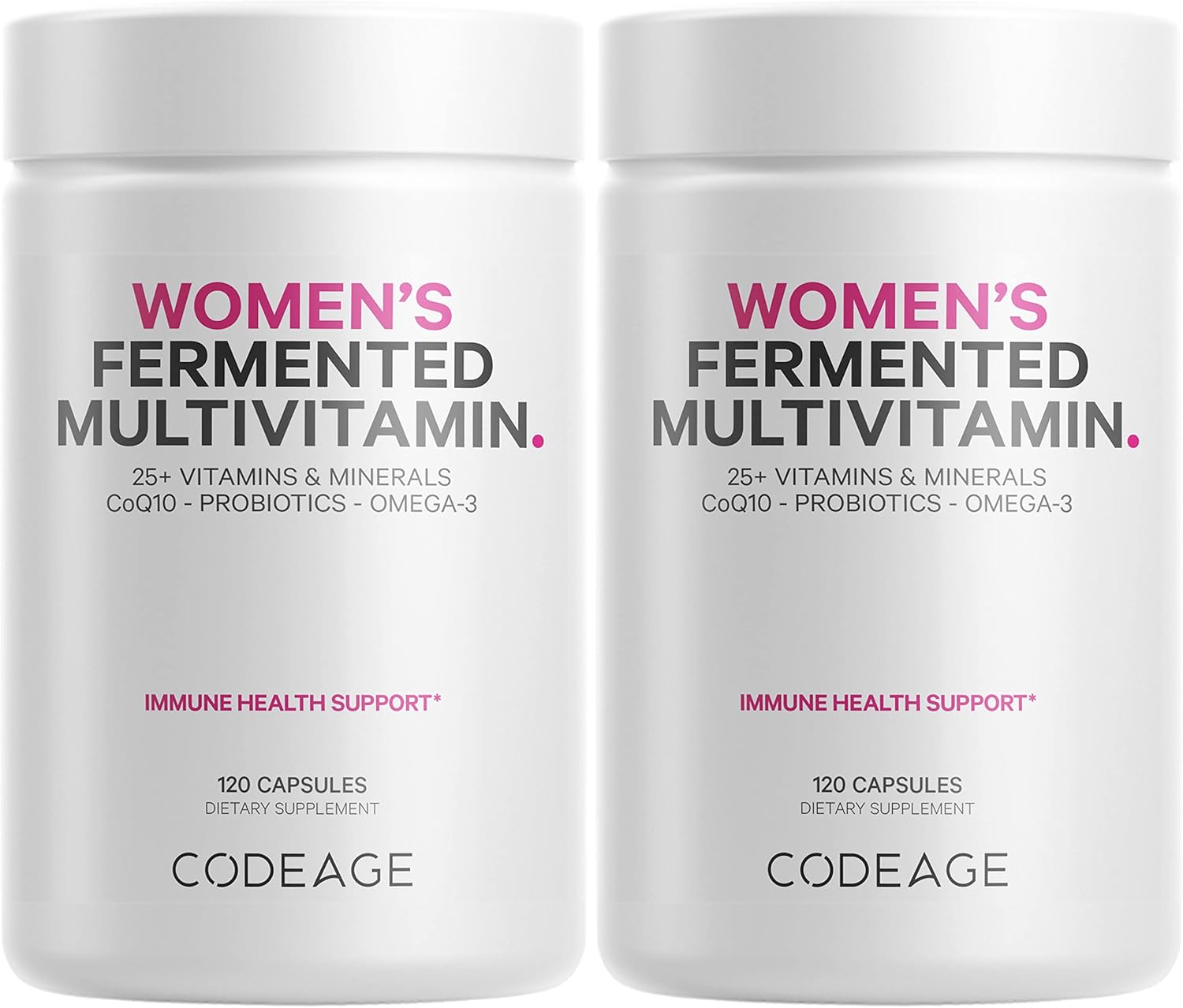 Codeage Women's Multivitamin with 25+ Vitamins, Minerals, and Probiotics - Organic Whole Foods, Omega 3, Zinc - Vegan - 2 Pack