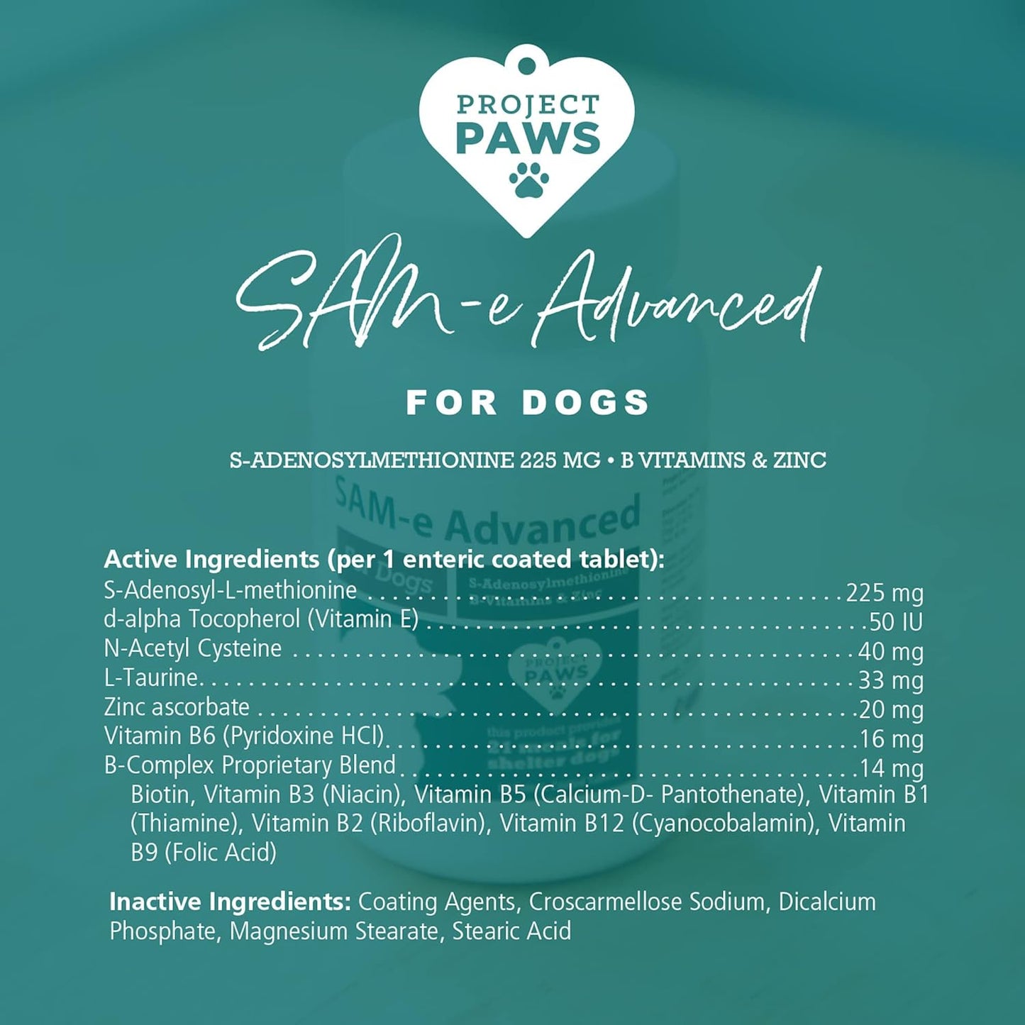 Cognitive Dog Supplement with Liver Support & Vitamin B for Dogs - S Adenosyl Methionine - 60 ct.