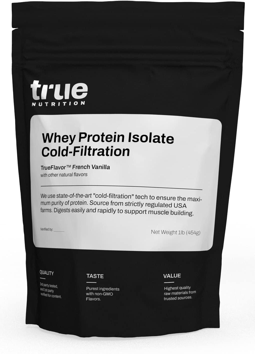 Cold-Filtration Vanilla Whey Protein Isolate - 27g Protein per Serving - Mixes Easily - Third Party Tested - French Vanilla - 1lb