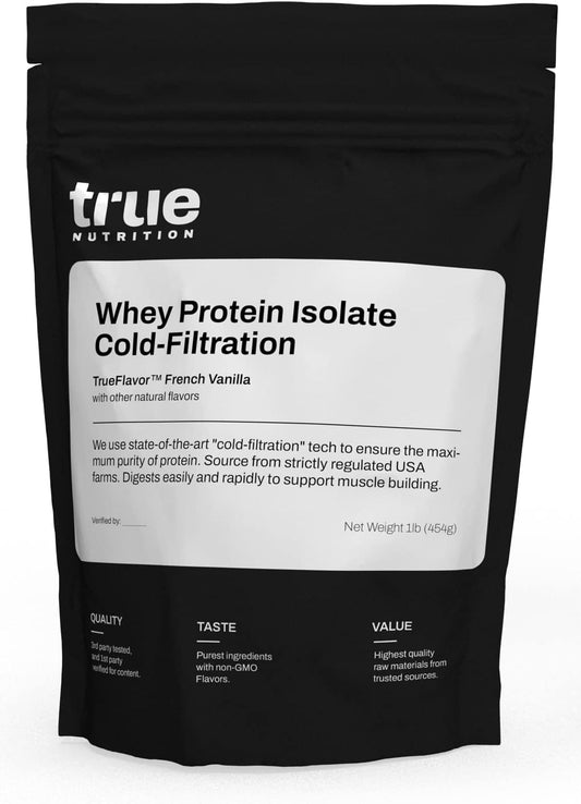 Cold-Filtration Vanilla Whey Protein Isolate - 27g Protein per Serving - Mixes Easily - Third Party Tested - French Vanilla - 1lb