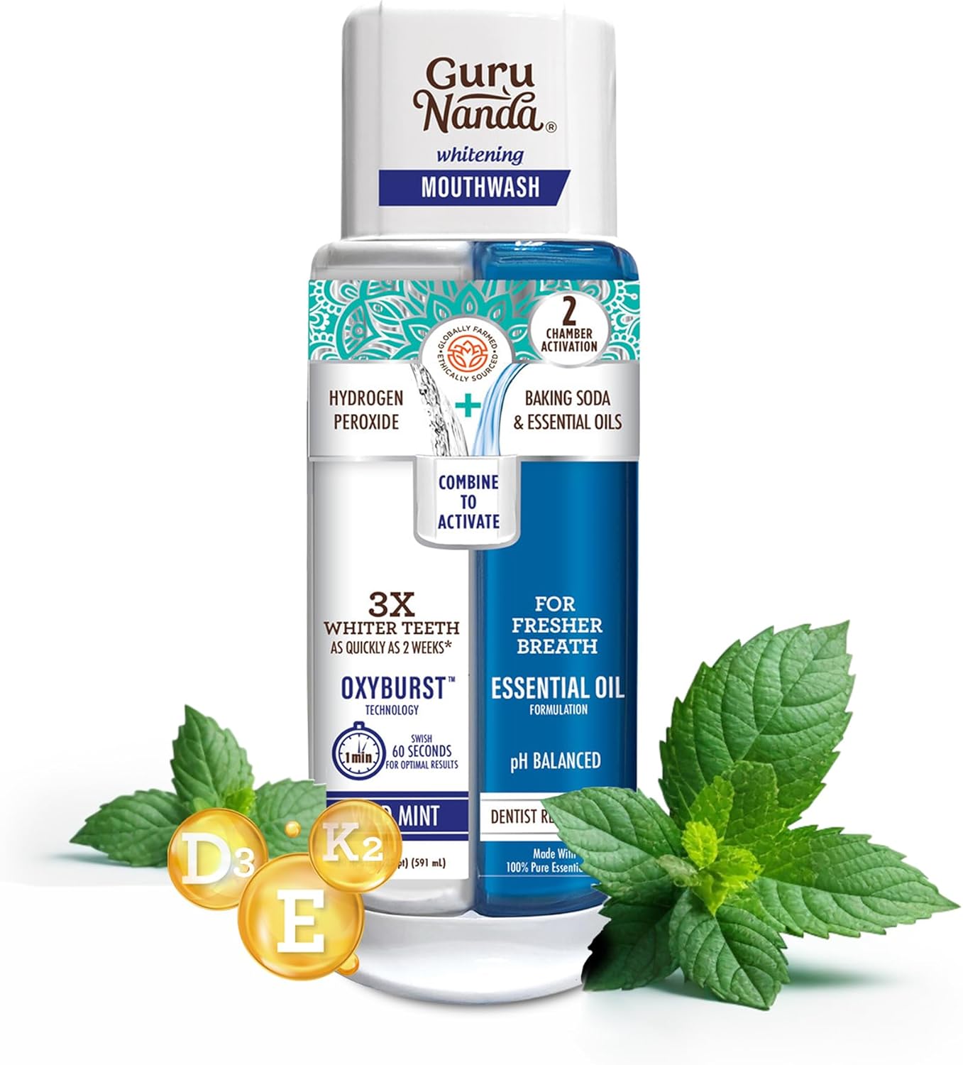 Cold-Pressed Black Seed Oil with Vitamin D3, K2, and E + Hydrogen Peroxide Mouthwash for Oral Care
