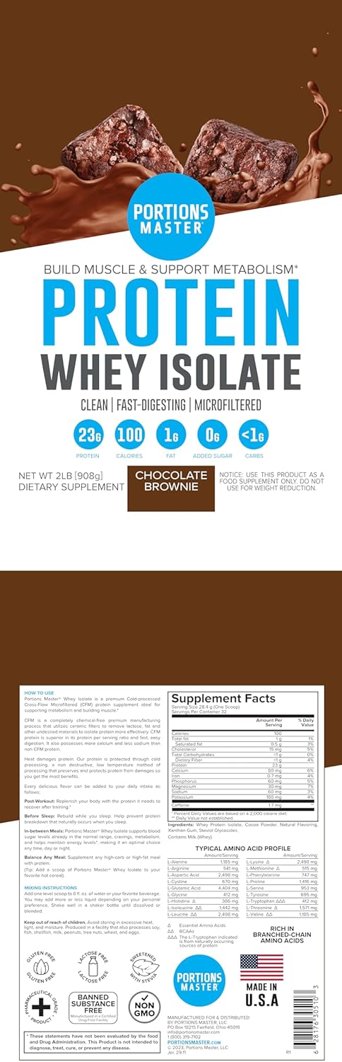 Cold-Processed Chocolate Brownie Whey Protein Powder, Sweetened with Stevia - 2 LB