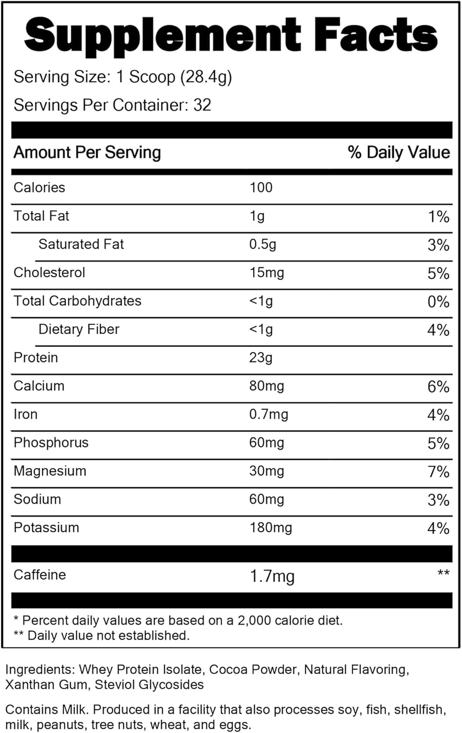 Cold-Processed Chocolate Brownie Whey Protein Powder, Sweetened with Stevia - 2 LB