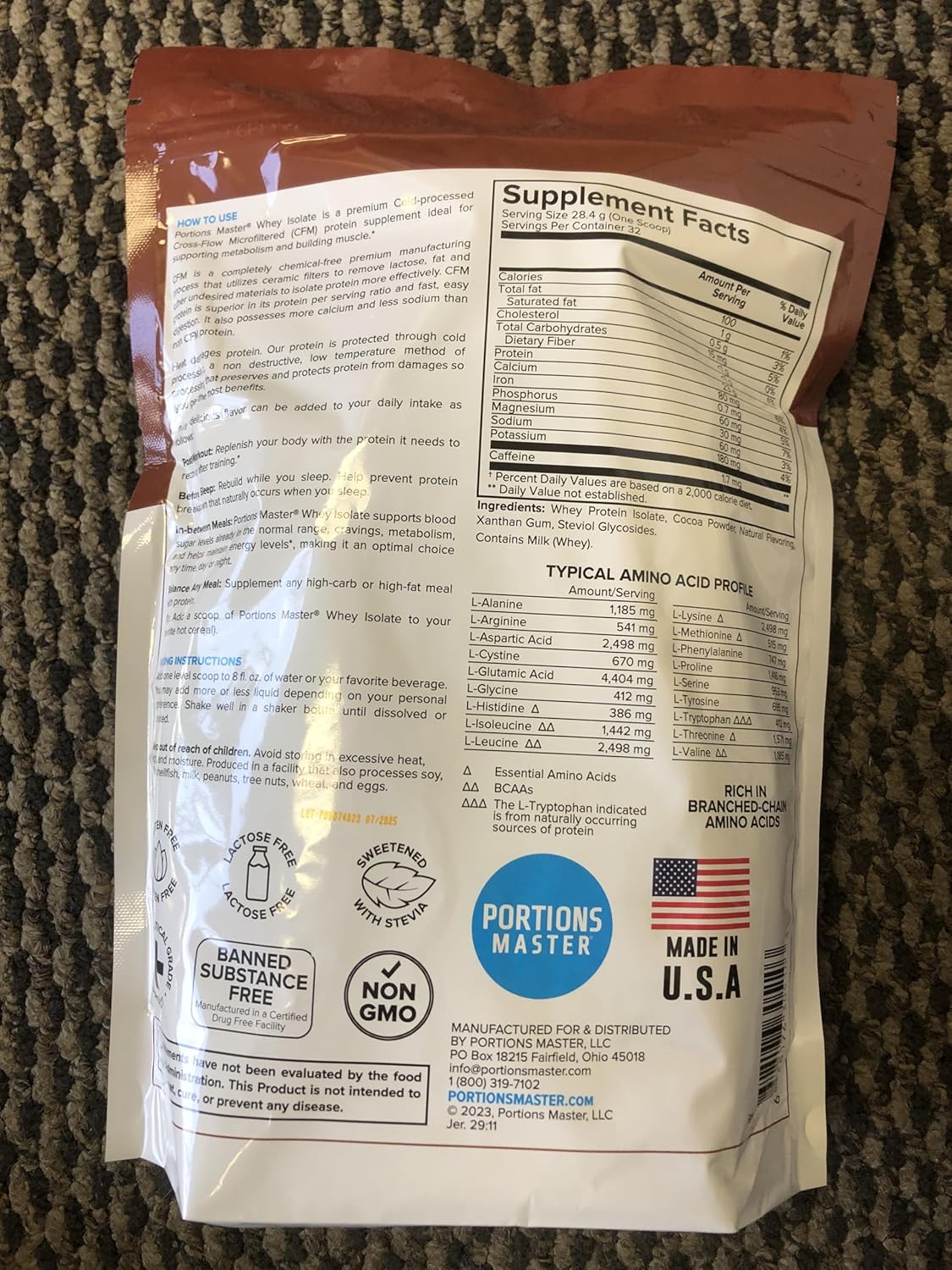 Cold-Processed Chocolate Brownie Whey Protein Powder, Sweetened with Stevia - 2 LB