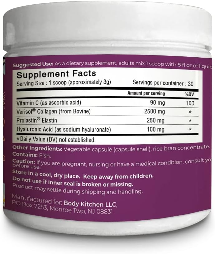 Collagen and Elastin Powder for Anti-Aging, Skin Health, and Elasticity - Unflavored, Odorless, Colorless (30 Servings)