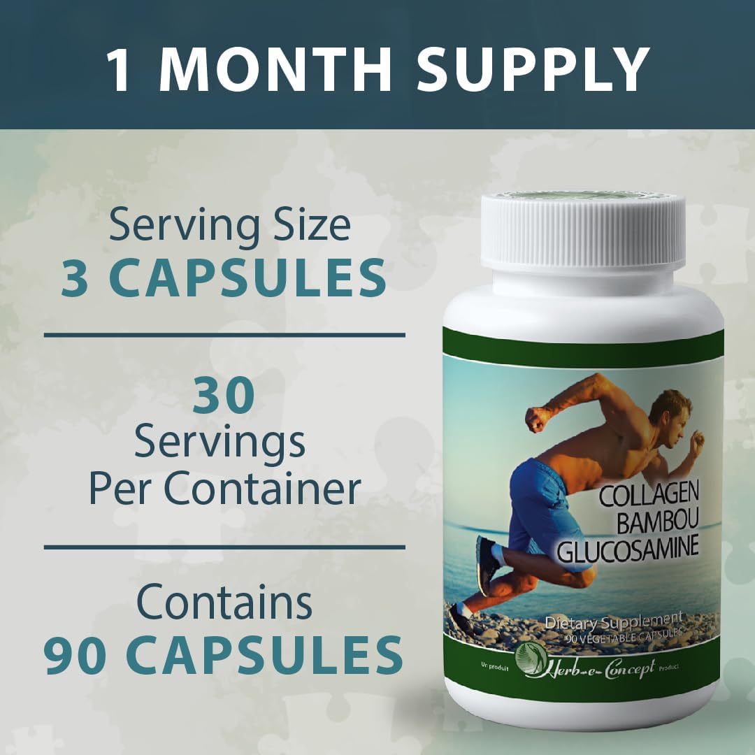Collagen Bamboo Glucosamine Capsules for Joint, Cartilage, and Bone Health - 90 Count