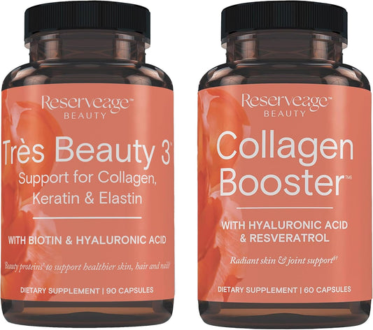 Collagen & Beauty Supplement Set for Hair Growth, Skin, Nails, and Joints - 90 Caps + 60 Caps