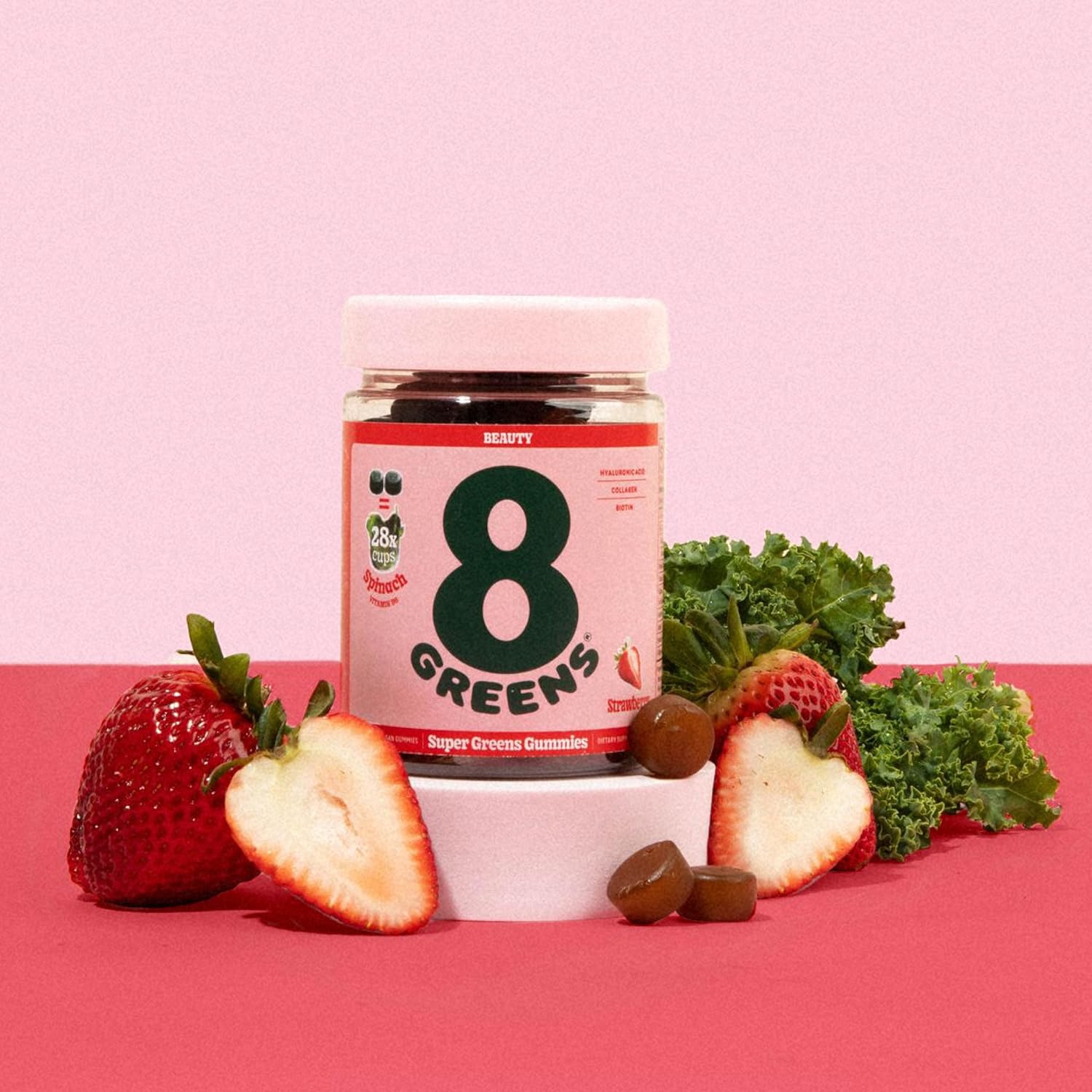 Collagen & Biotin Superfood Gummies for Healthy Skin, Hair & Nails - Strawberry Flavored, 150 Count