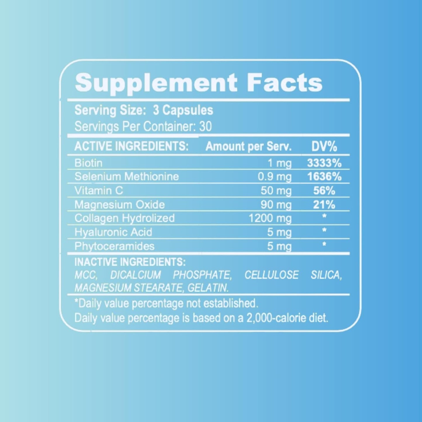 Collagen & Biotin Supplement for Hair, Skin, Nails & Joints - Hyaluronic Acid, Vitamin C - 90 Capsules for Men & Women, Made in USA