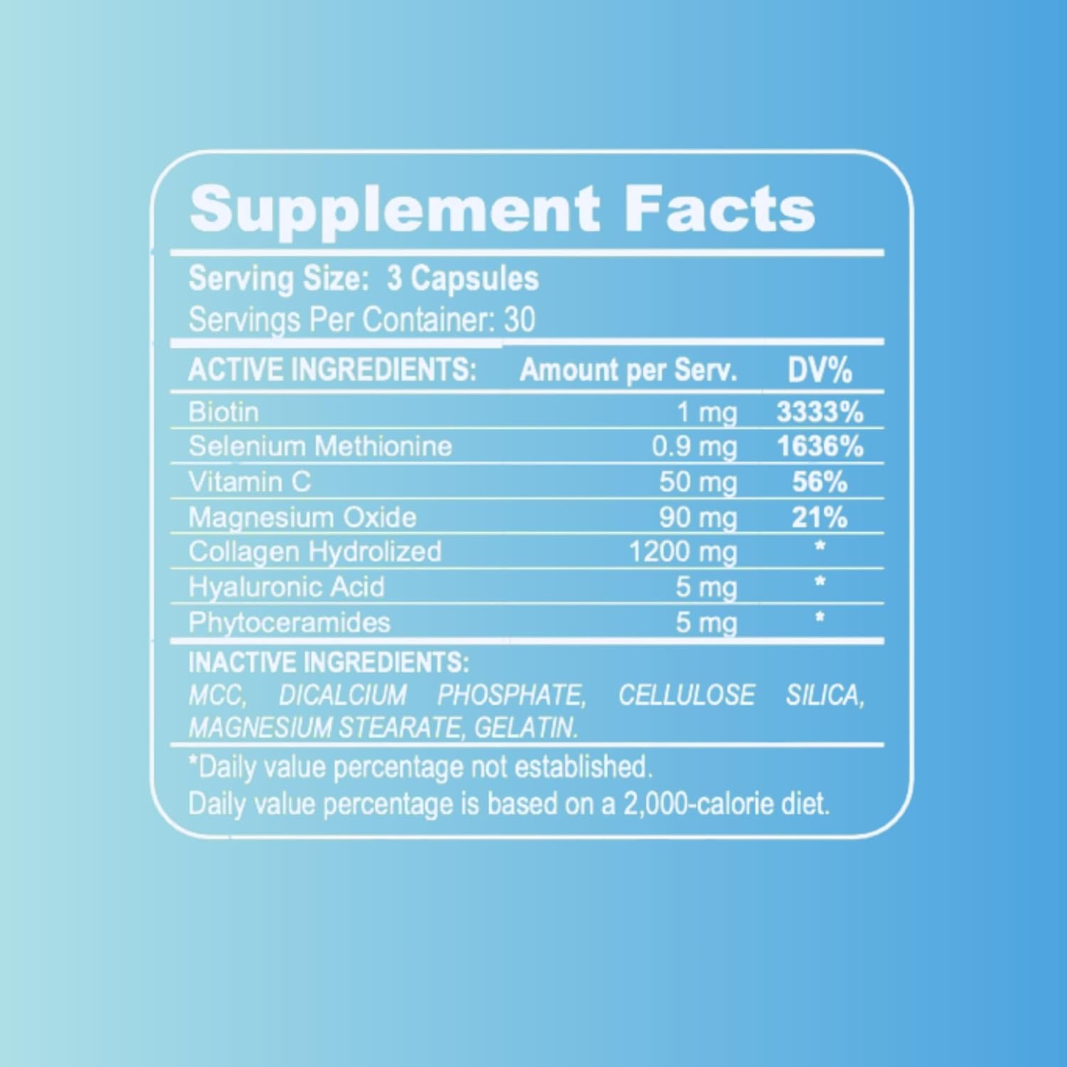 Collagen & Biotin Supplement for Hair, Skin, Nails & Joints - Hyaluronic Acid, Vitamin C - 90 Capsules for Men & Women, Made in USA