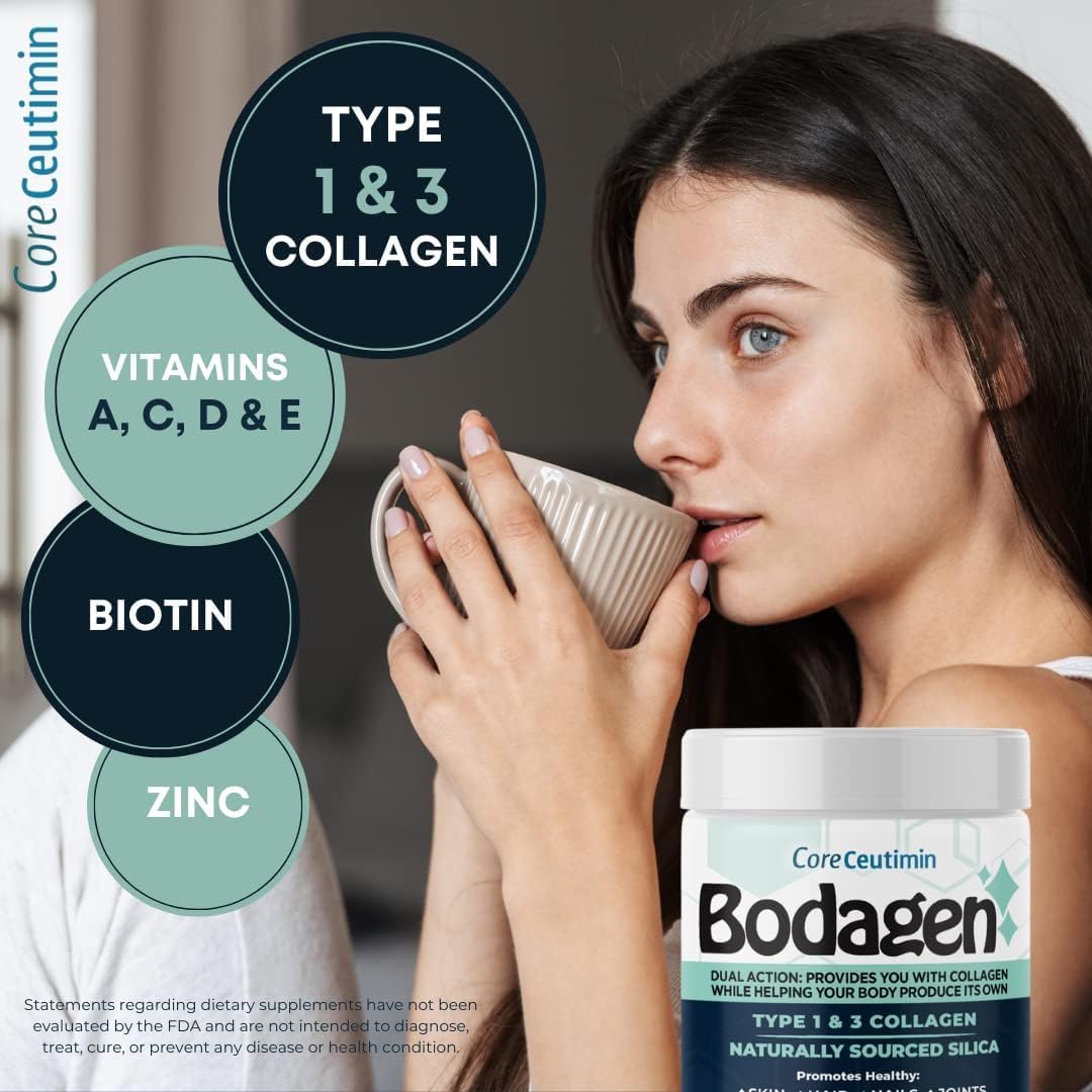 Collagen Building Silica & Peptides Two Pack for Skin, Hair, Nail, Bone & Joint Health - Men & Women. With Biotin, Zinc, Vitamin A, C, D & E. 0 Cal, Non GMO, Unflavored