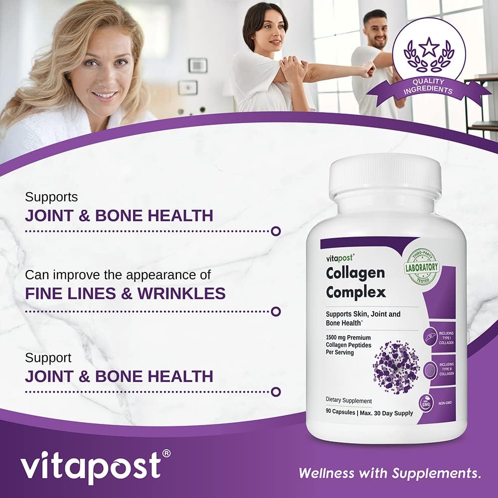 Collagen Complex Capsules - 1500mg per Serving for Healthy Skin, Bones, and Joints - 90 Capsules