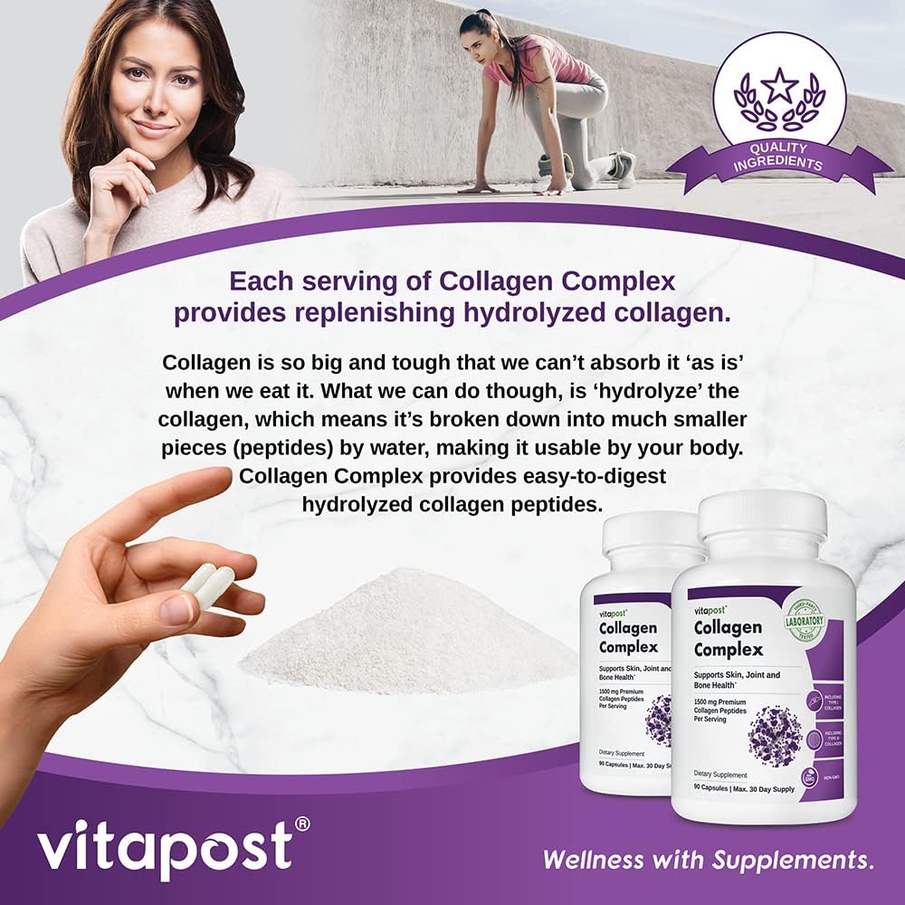 Collagen Complex Capsules - 1500mg per Serving for Healthy Skin, Bones, and Joints - 90 Capsules