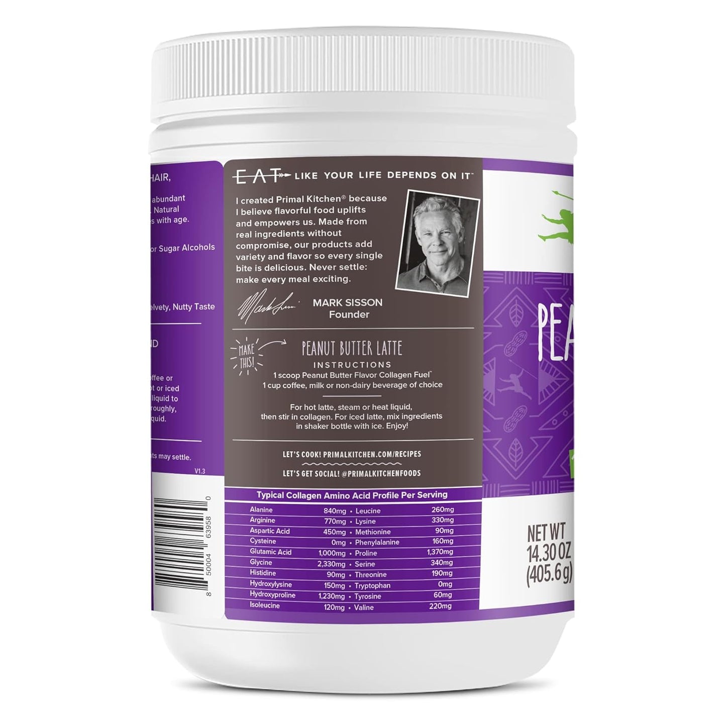 Collagen Fuel Drink Mix with Peanut Butter Flavor, Dairy-Free, 14.3oz - Primal Kitchen