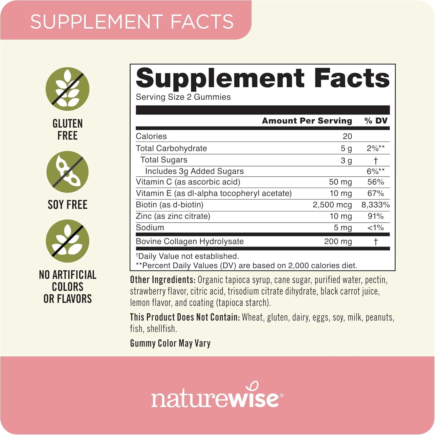 Collagen Gummies for Women with Biotin, Vitamin C, E, Zinc - Strawberry Lemon Flavor - 180 Count - Hair, Skin, Nails & Joint Support - 3-Month Supply