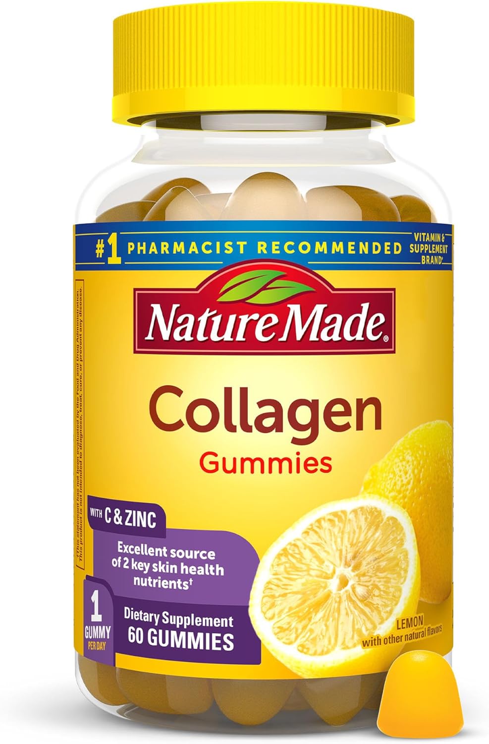 Collagen Gummies with Vitamin C, Zinc, Biotin for Healthy Skin - 60 Day Supply