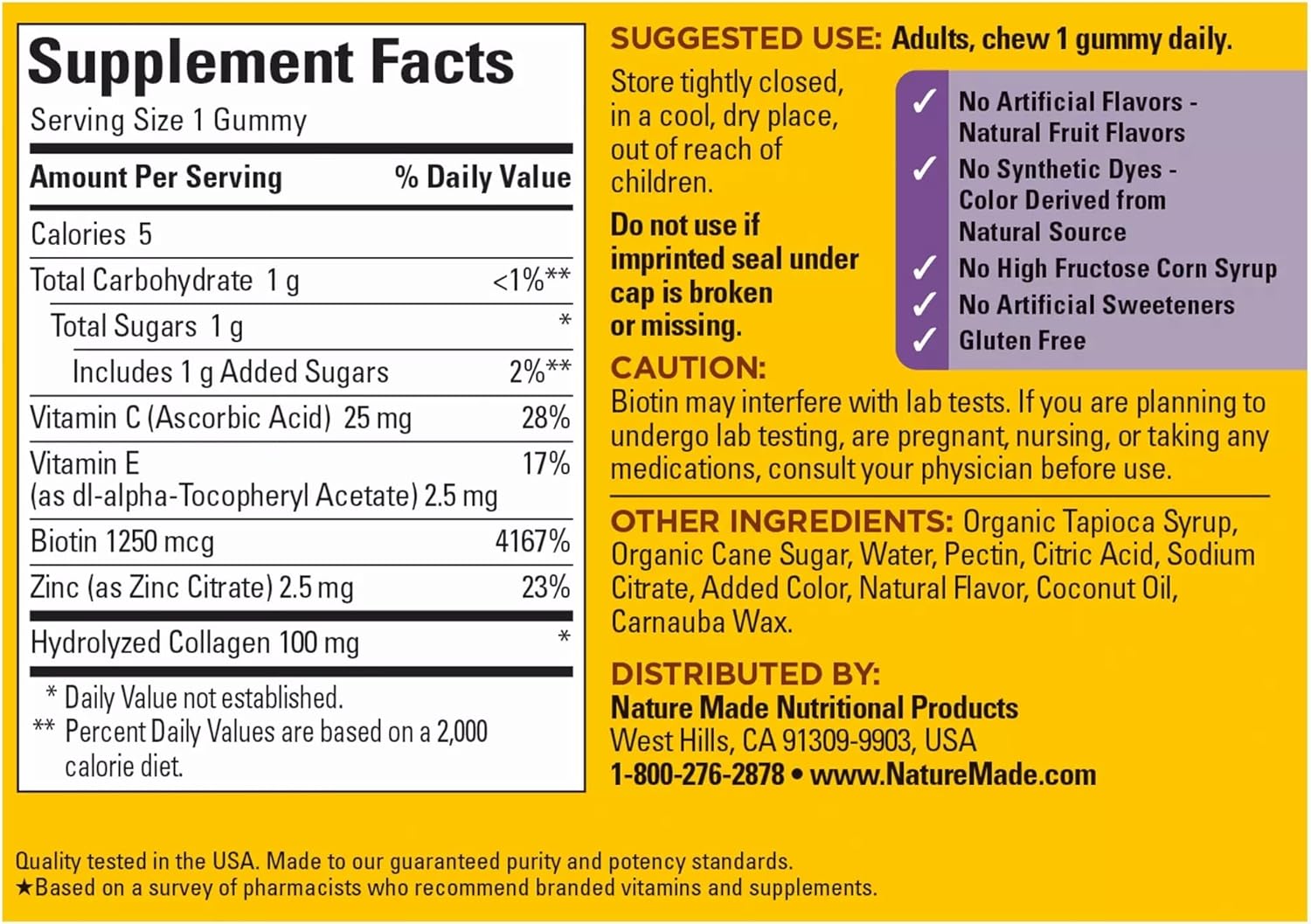 Collagen Gummies with Vitamin C, Zinc, Biotin for Healthy Skin - 60 Day Supply