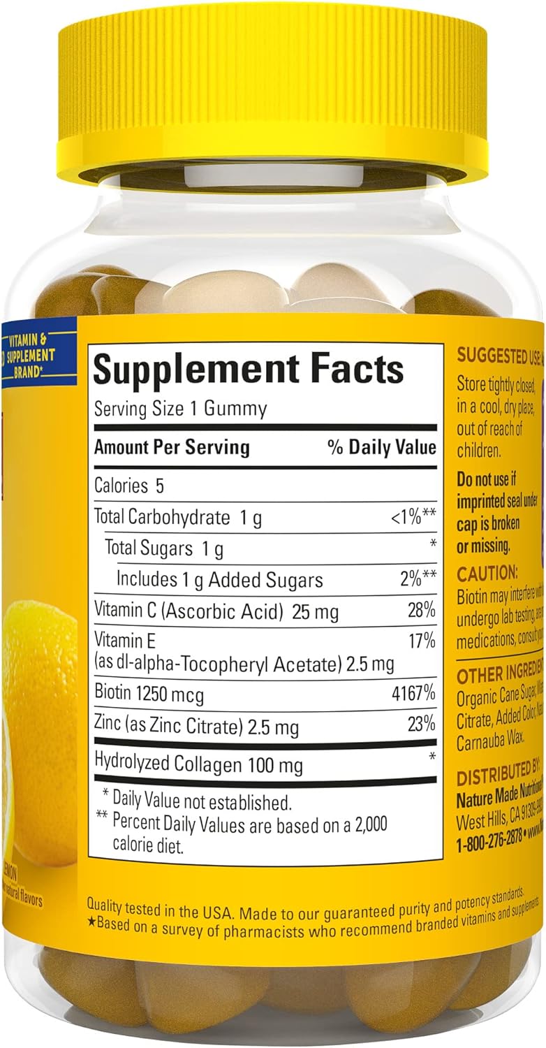 Collagen Gummies with Vitamin C, Zinc, Biotin for Healthy Skin - 60 Day Supply