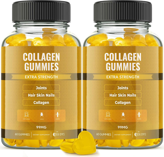 Collagen Gummy Vitamins for Hair, Skin, Nails & Joints - Anti-Aging Supplement for Men & Women - Gelatin-Free & Non-GMO - 60 ct (2 Pack)