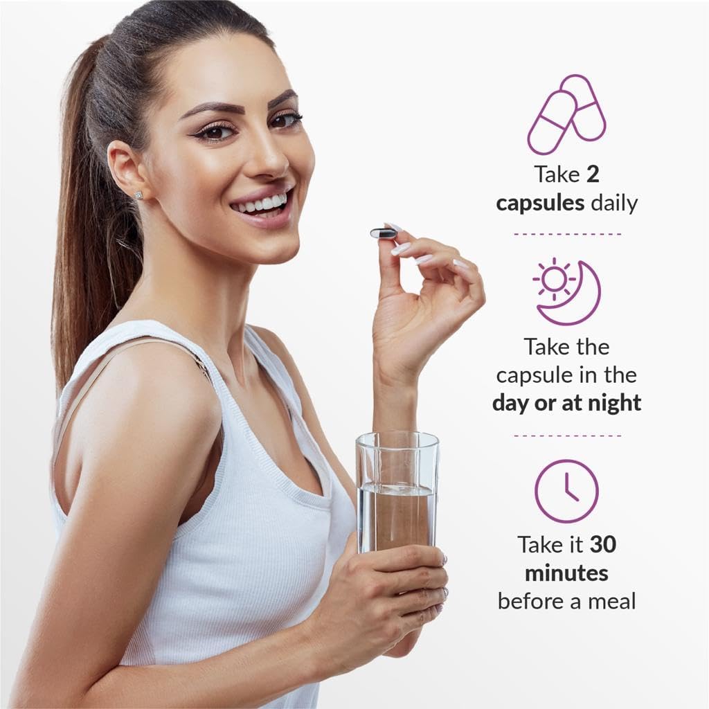 Collagen Peptide Capsules with Hyaluronic Acid, Vitamin C, Biotin & Resveratrol - Hair, Nails, Skin & Joint Vitamins - 60 Capsules for Women & Men