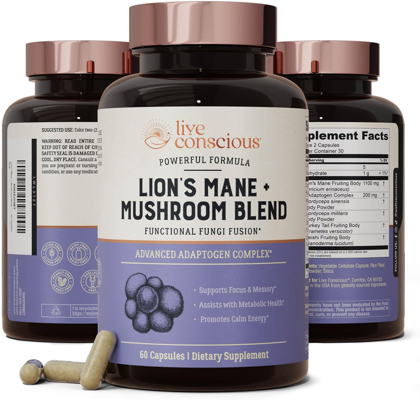 Collagen Peptides & Lion’s Mane Mushroom Blend for Hair, Skin, Nails, Joints, and Cognitive Memory Support