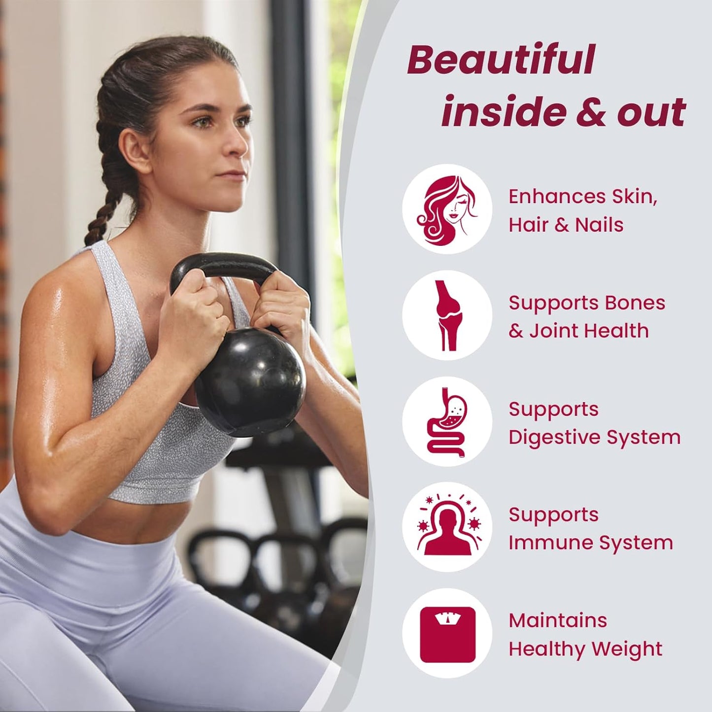 Collagen Peptides Powder with Hyaluronic Acid, Biotin for Hair, Skin, Nails, Bone, Joint Health - Types I, II, III, V, X - 1 lb