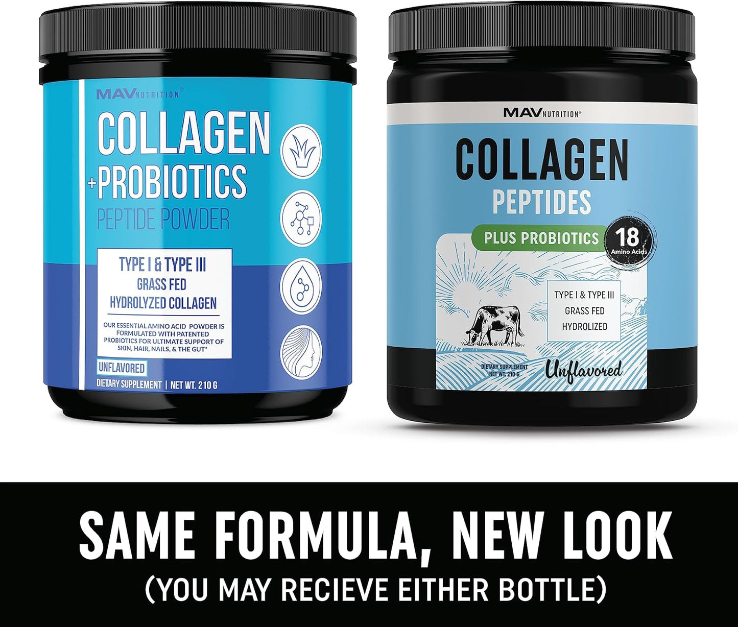 Collagen Peptides Powder with Probiotics for Hair, Skin, Nails & Gut Health - Grass Fed Hydrolyzed Bovine Collagen - 7000mg Per Serving - Unflavored - 210g Container