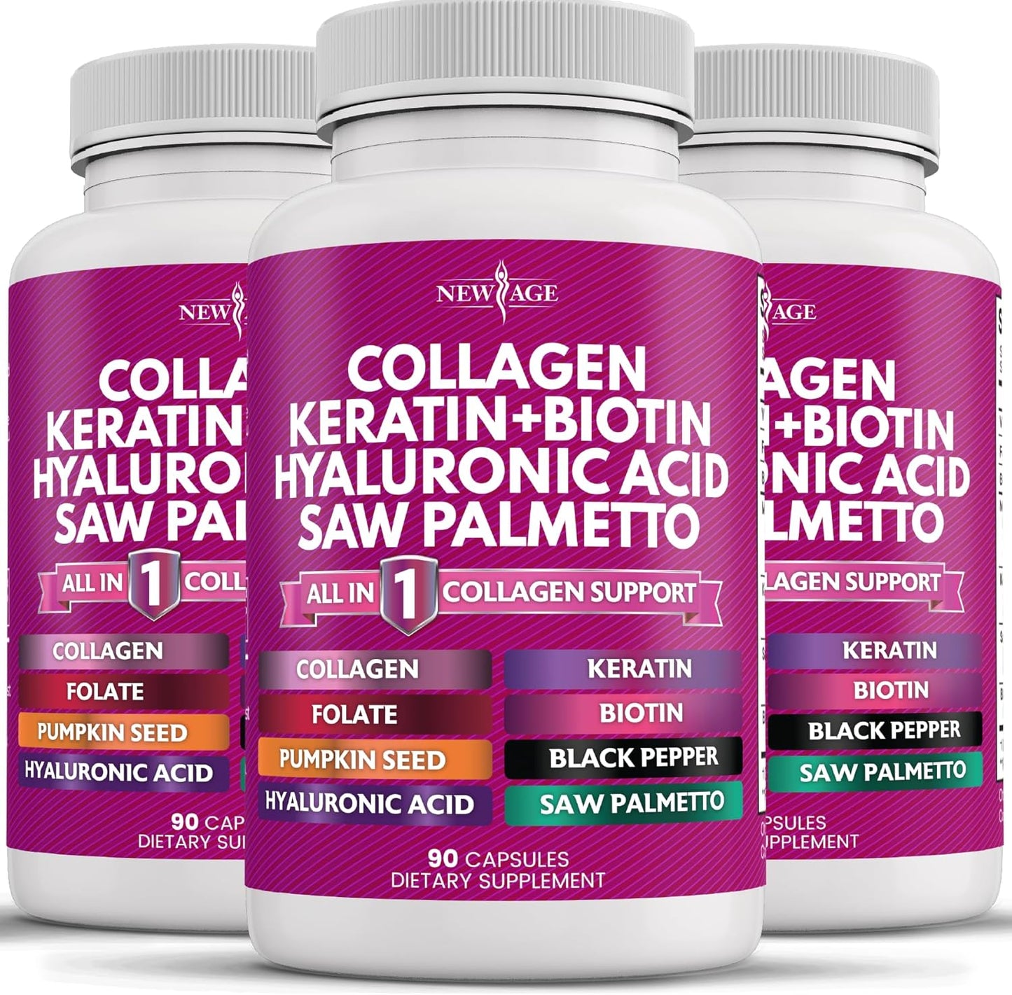 Collagen Pills with Biotin, Keratin, Saw Palmetto, Hyaluronic Acid, and More - 270 Count