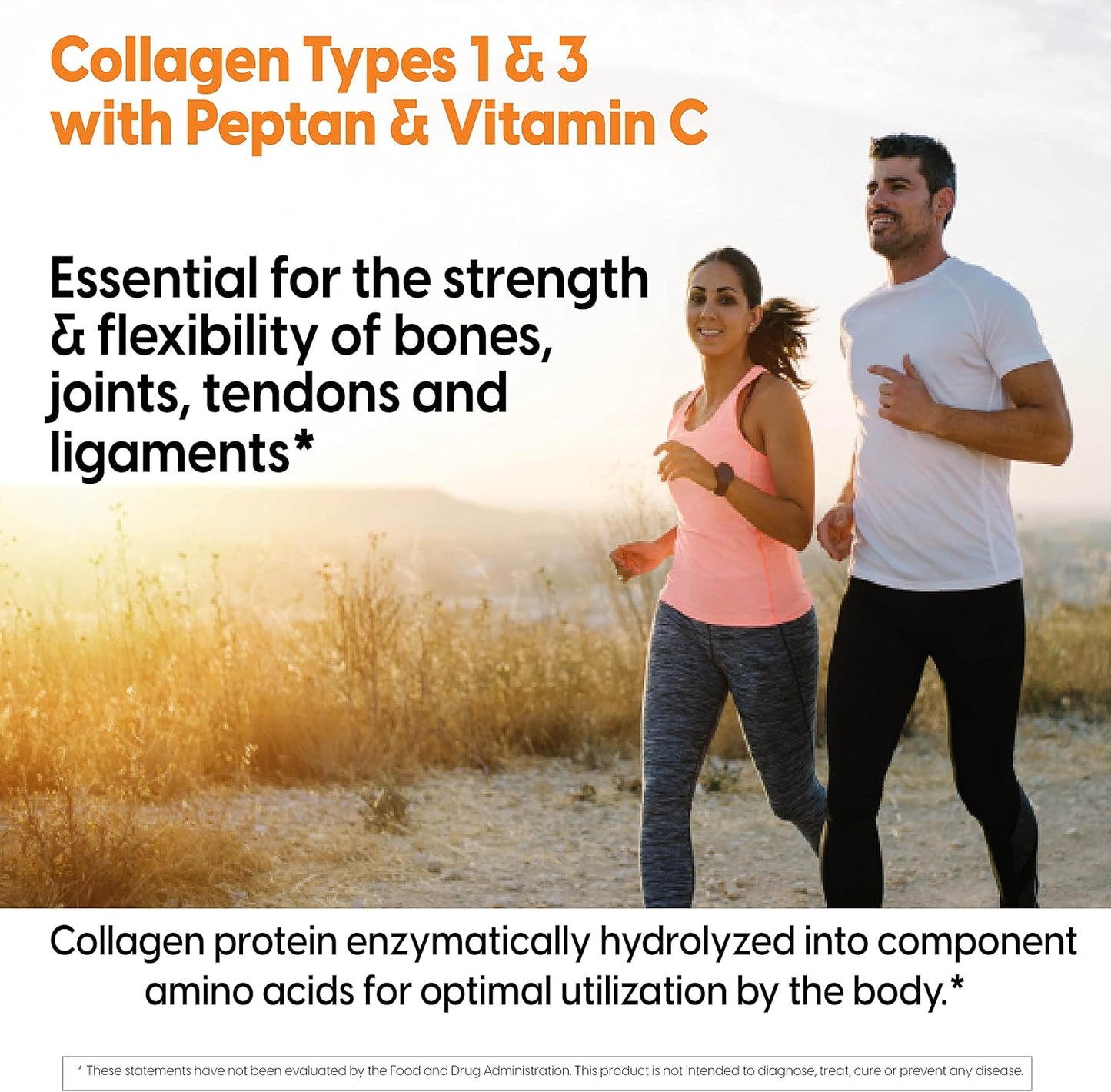 Collagen Types 1 & 3 with Vitamin C for Hair, Skin, Nails, Tendons, & Bones - 500mg, 240 Capsules - Non-GMO, Gluten & Soy Free