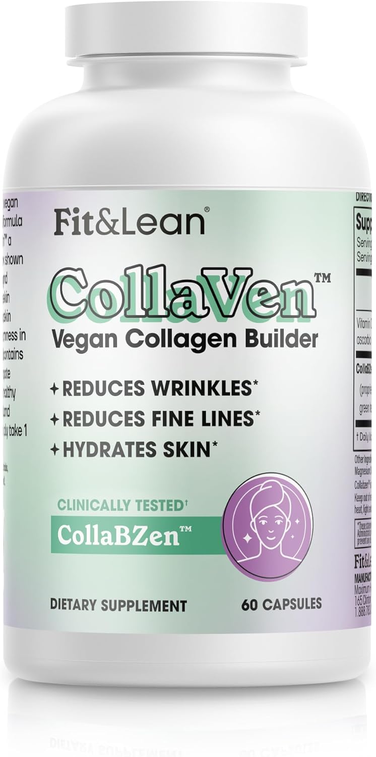 CollaVen Vegan Collagen Builder with Vitamin C for Youthful Skin - 60 Vegan Capsules, Boosts Production & Reduces Wrinkles