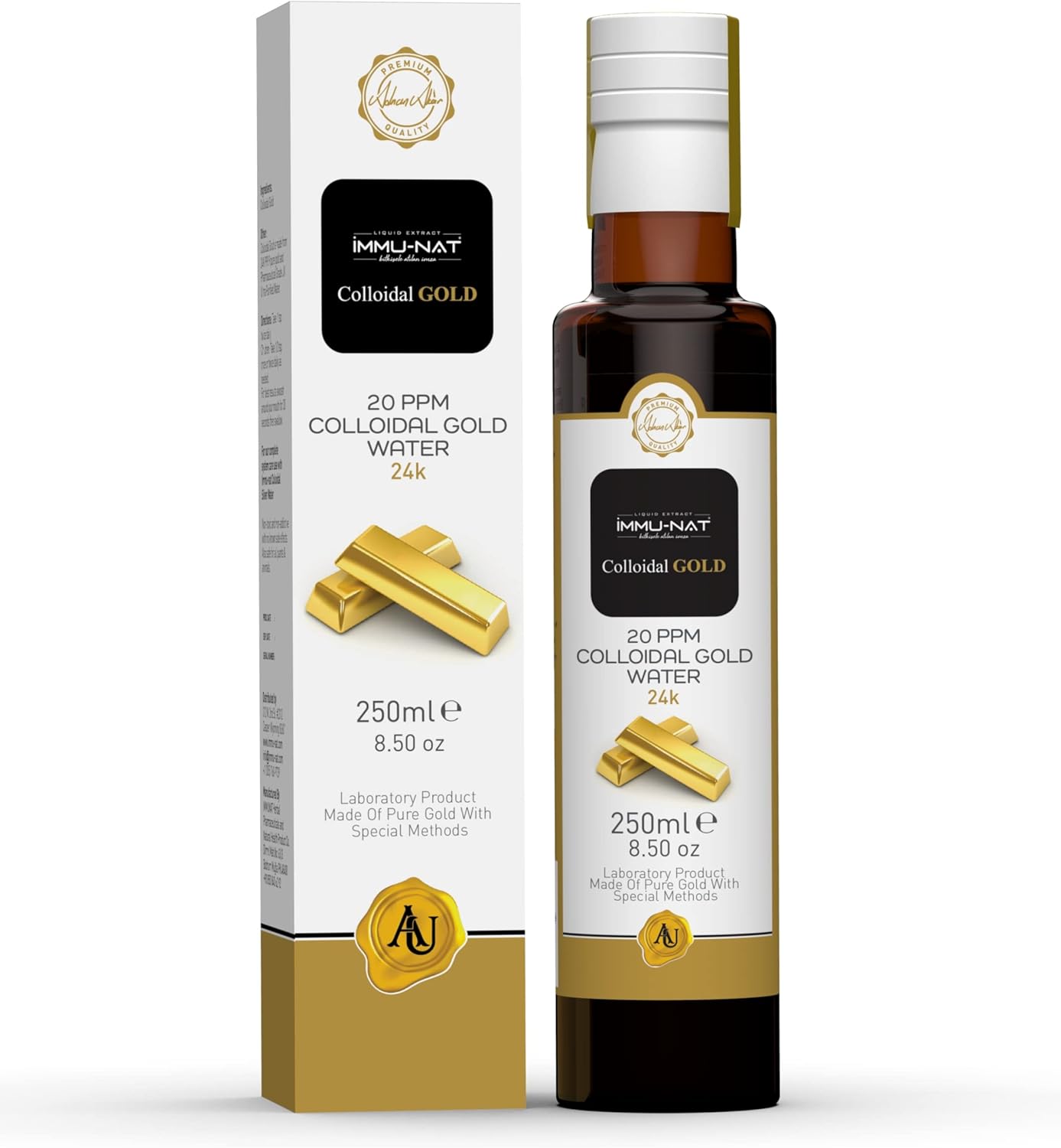 Colloidal Gold Water 24K Liquid 20PPM Supplement for Cognitive Function, Focus, Creativity, Calmness, Sleep - Pineal Gland Decalcification - Immu-nat