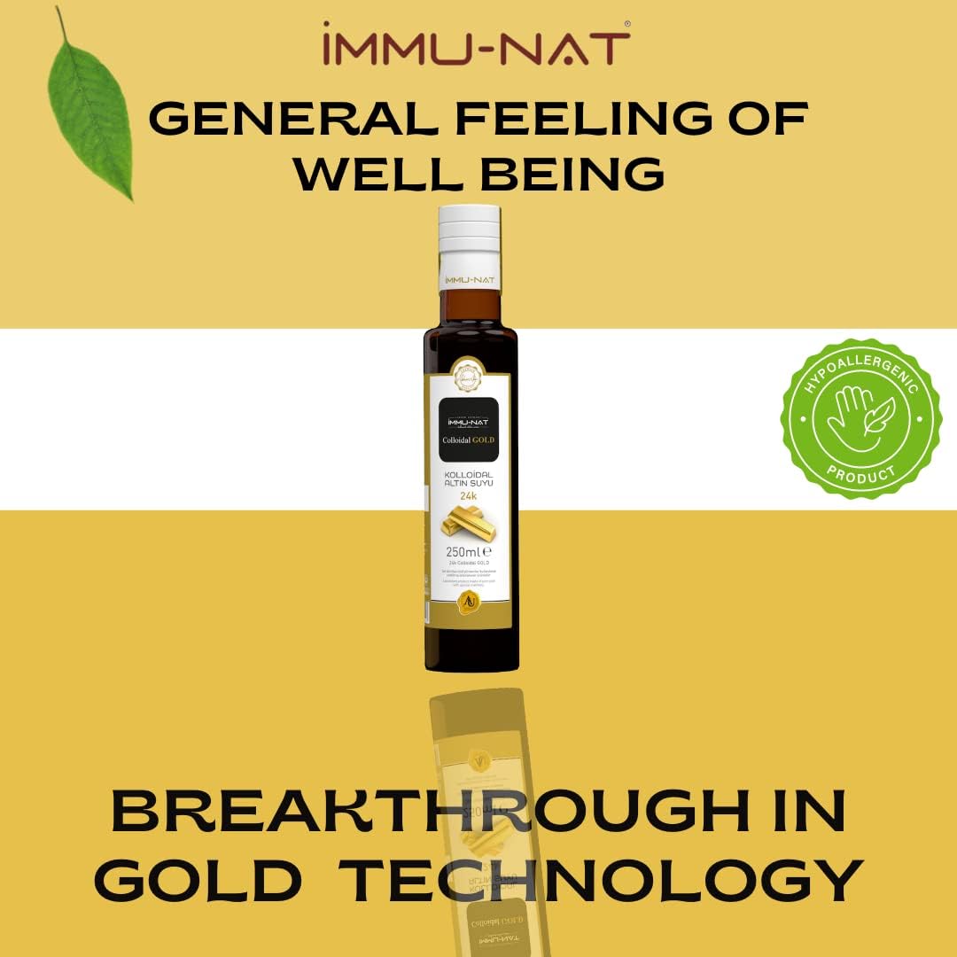 Colloidal Gold Water 24K Liquid 20PPM Supplement for Cognitive Function, Focus, Creativity, Calmness, Sleep - Pineal Gland Decalcification - Immu-nat