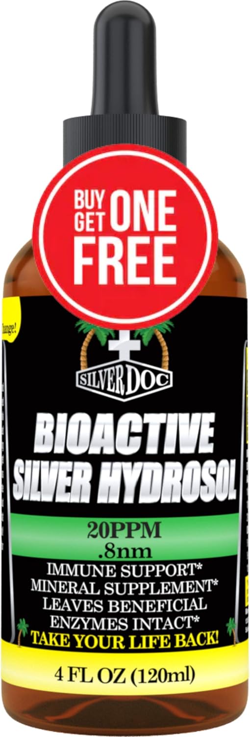 Colloidal Silver Hydrosol Dropper for Immune Support, Natural Alternative, More Effective Than Other Colloidal Products, 2-4oz Bottles